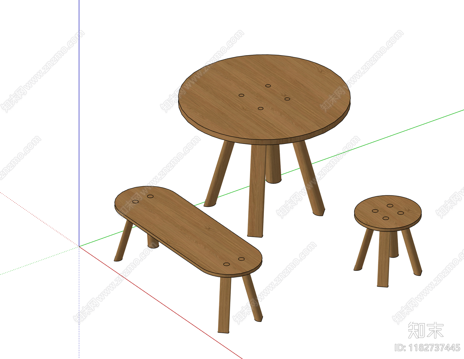 日式原木休闲桌椅SU模型下载【ID:1182737445】