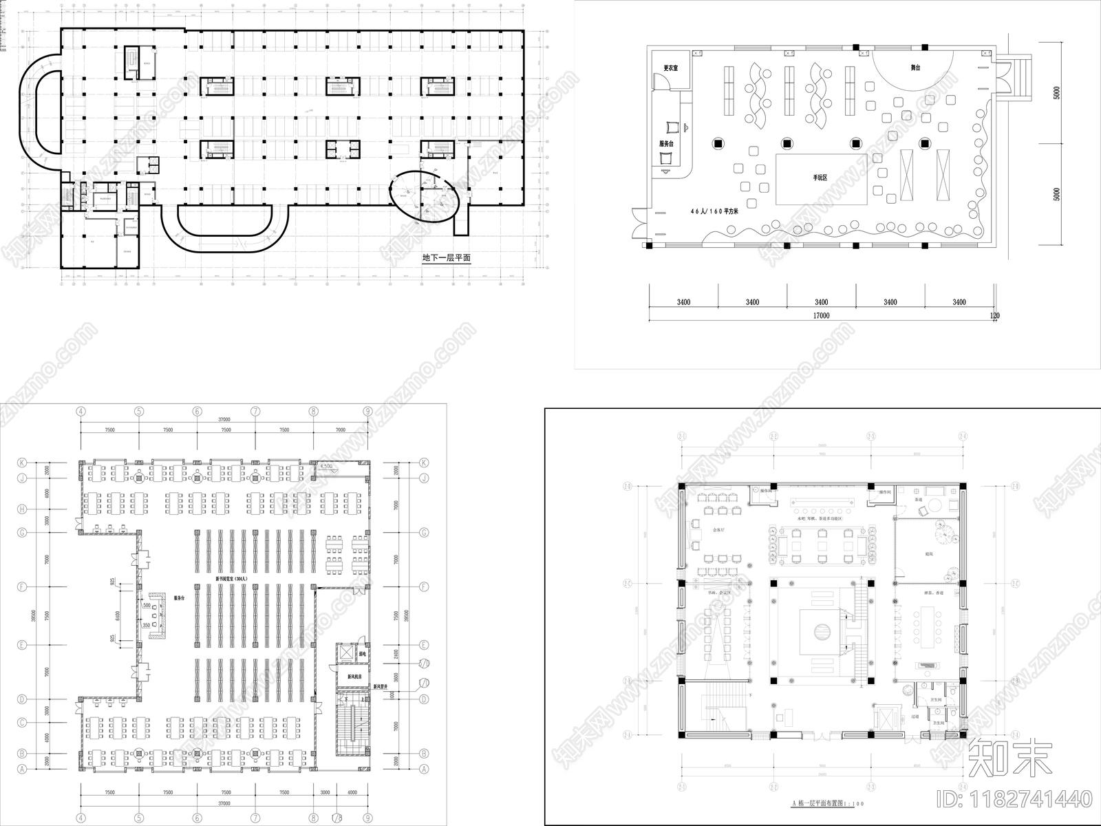 现代图书馆cad施工图下载【ID:1182741440】