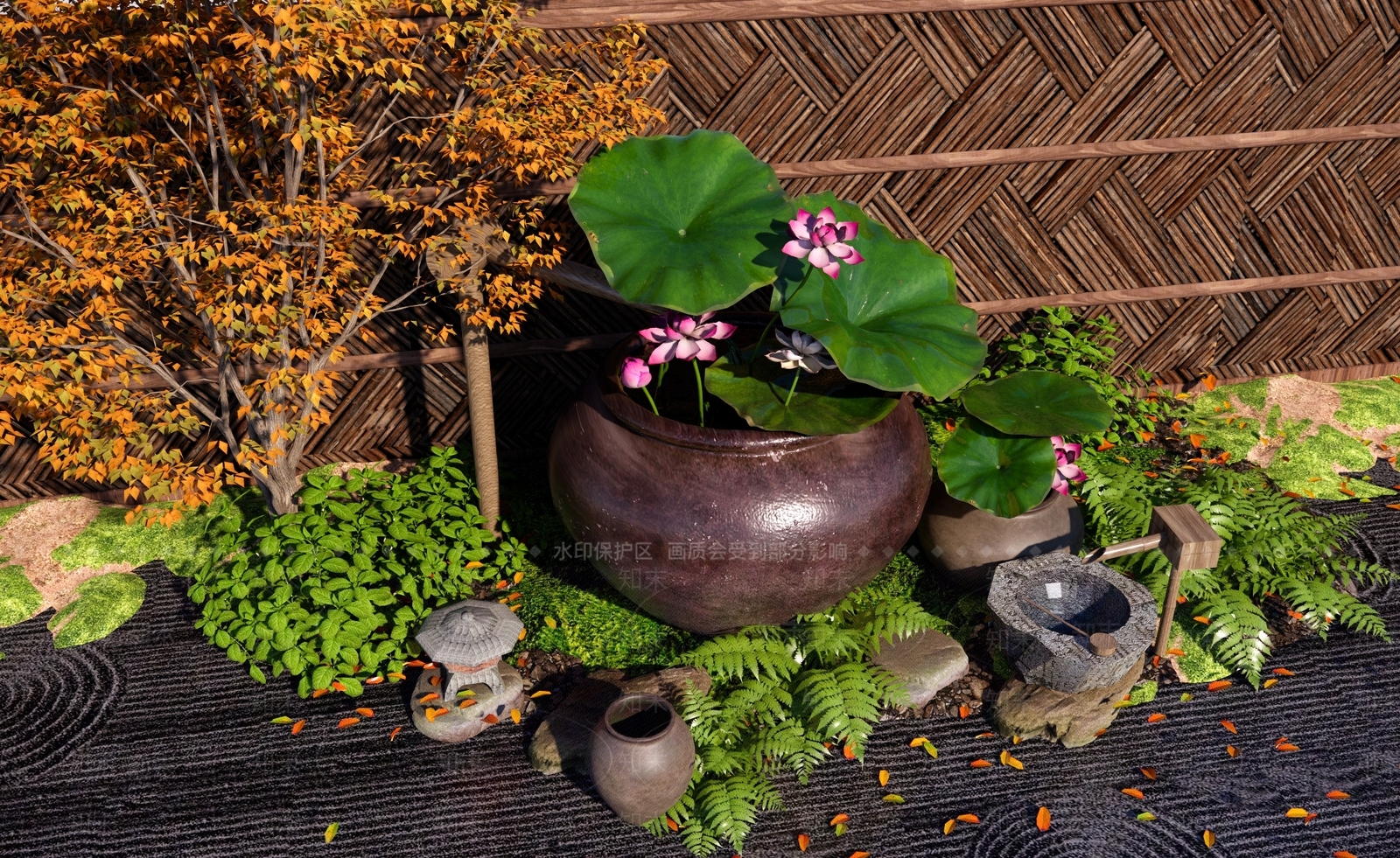 新中式庭院小品SU模型下载【ID:1182747347】