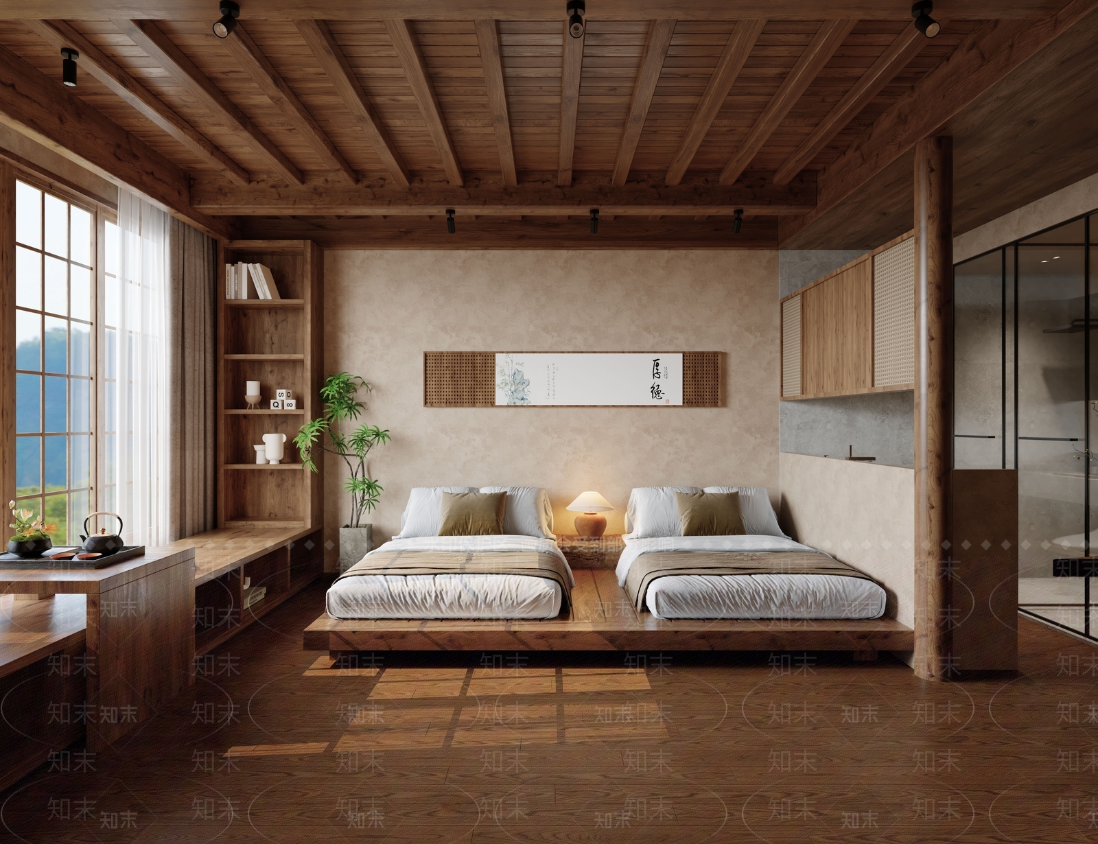 侘寂榻榻米卧室3D模型下载【ID:1214976536】