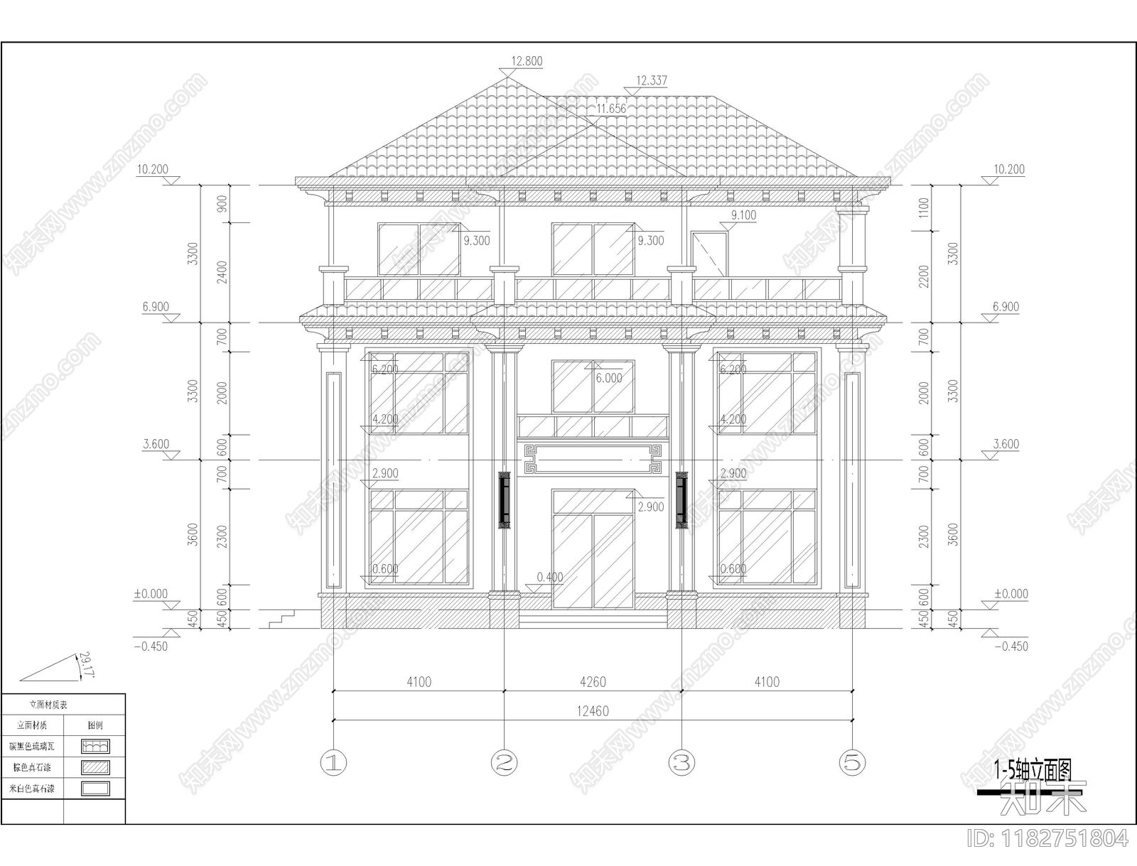 新中式别墅建筑cad施工图下载【ID:1182751804】