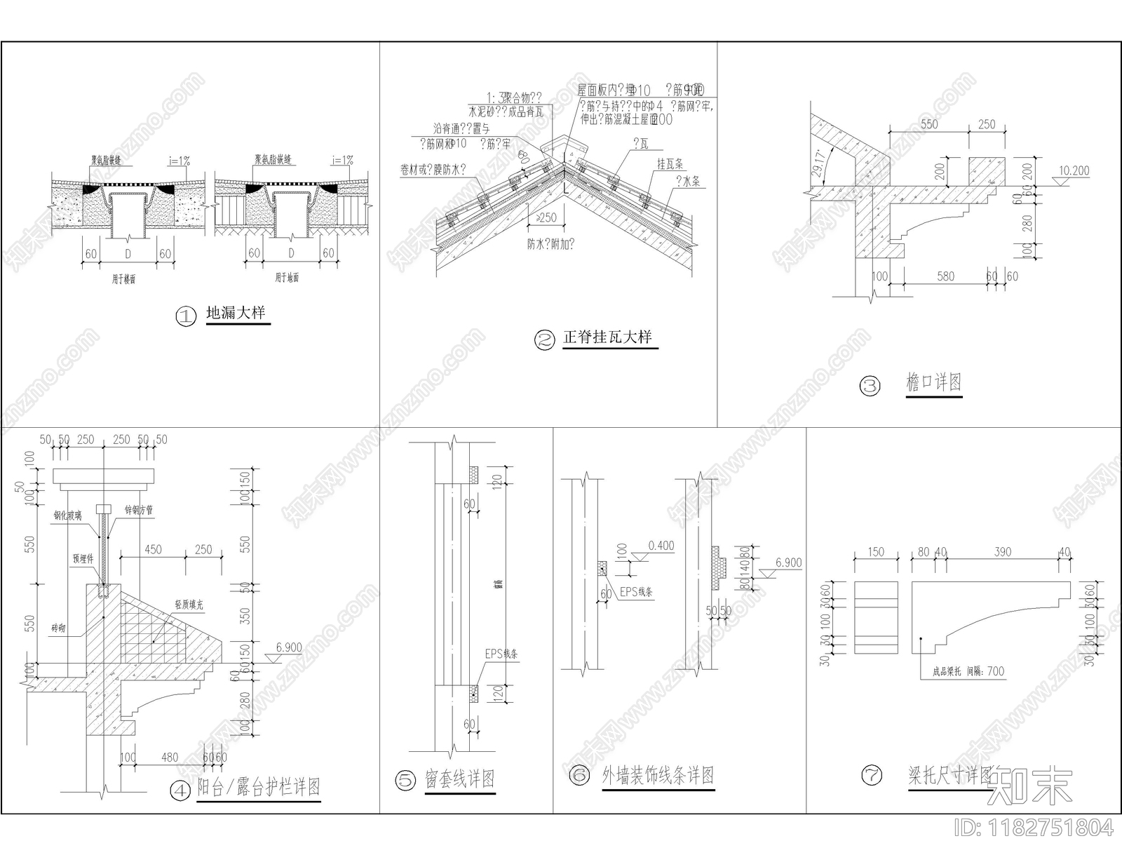 新中式别墅建筑cad施工图下载【ID:1182751804】