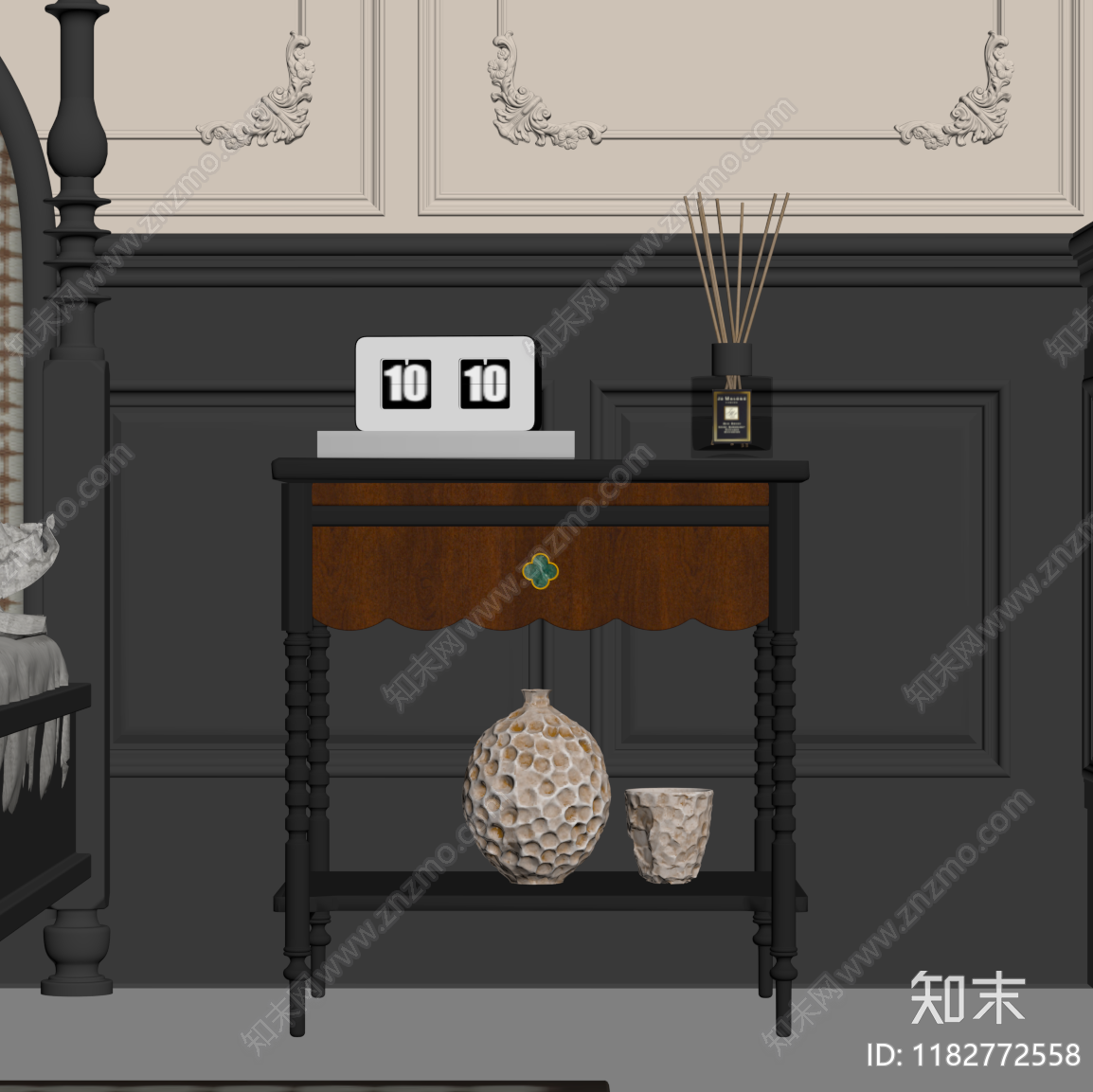 法式床头柜SU模型下载【ID:1182772558】