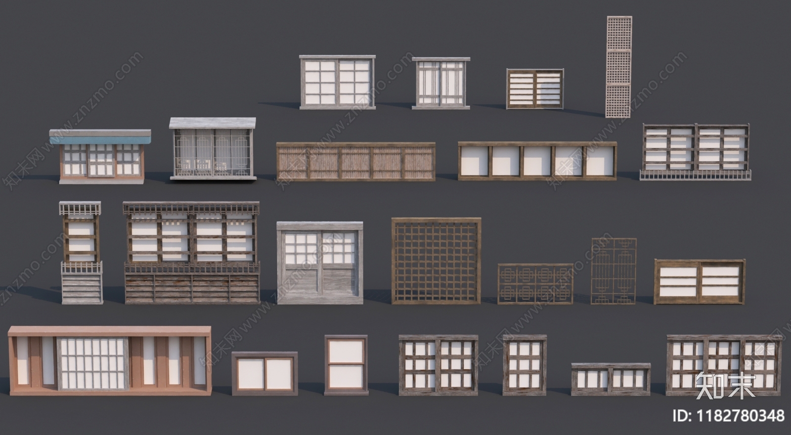 日式现代窗3D模型下载【ID:1182780348】