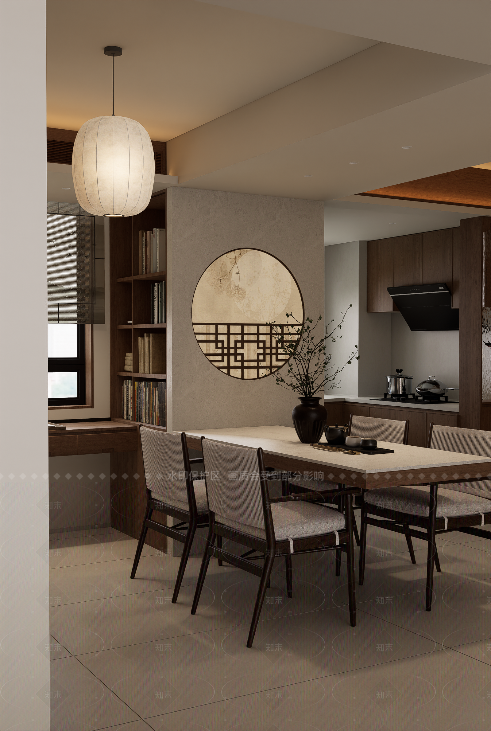 新中式家居餐厅SU模型下载【ID:1215967309】