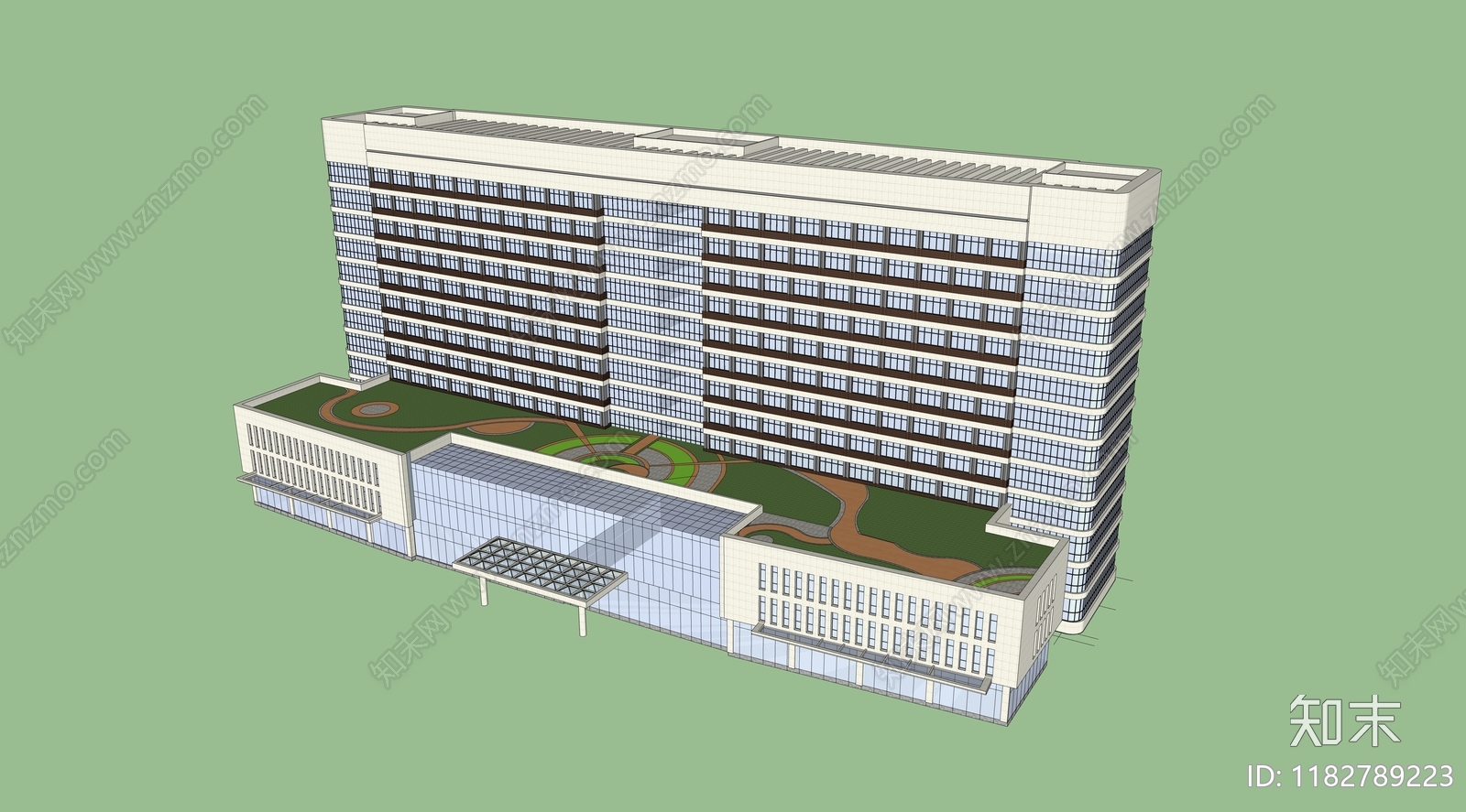 现代医院建筑SU模型下载【ID:1182789223】