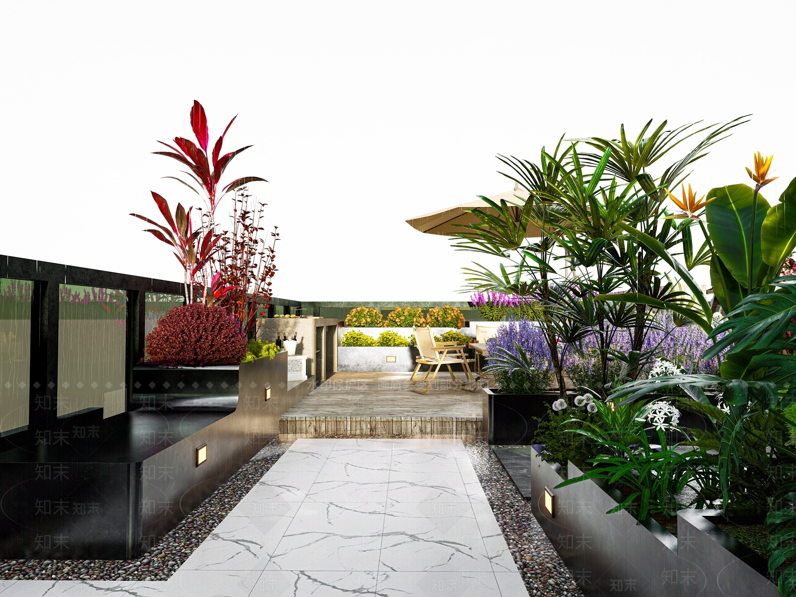 现代屋顶花园SU模型下载【ID:1182789594】