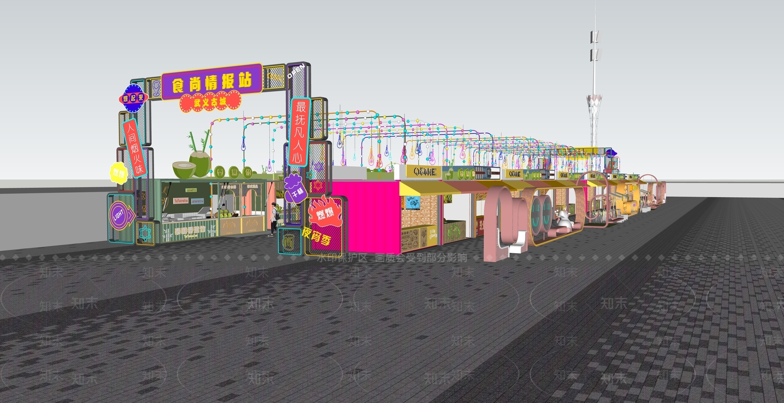 现代简约商业景观SU模型下载【ID:1182797989】