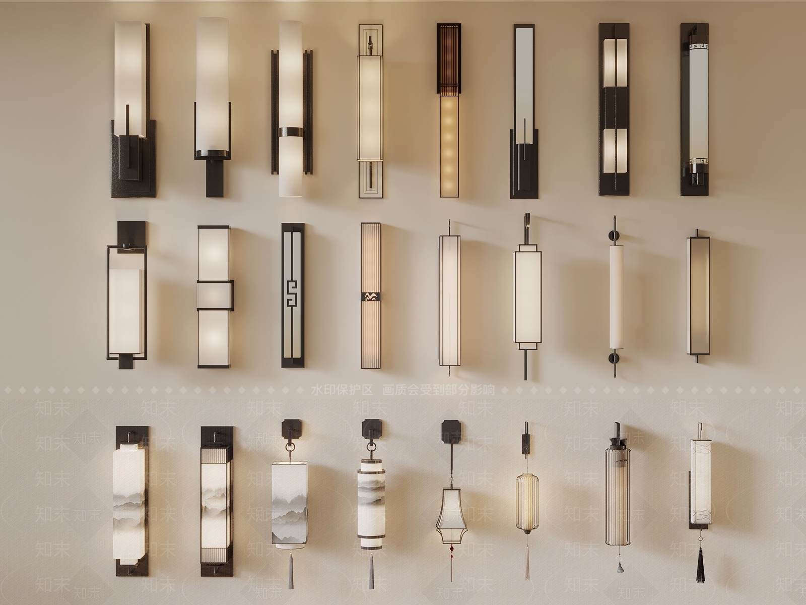 中式壁灯3D模型下载【ID:1182794837】