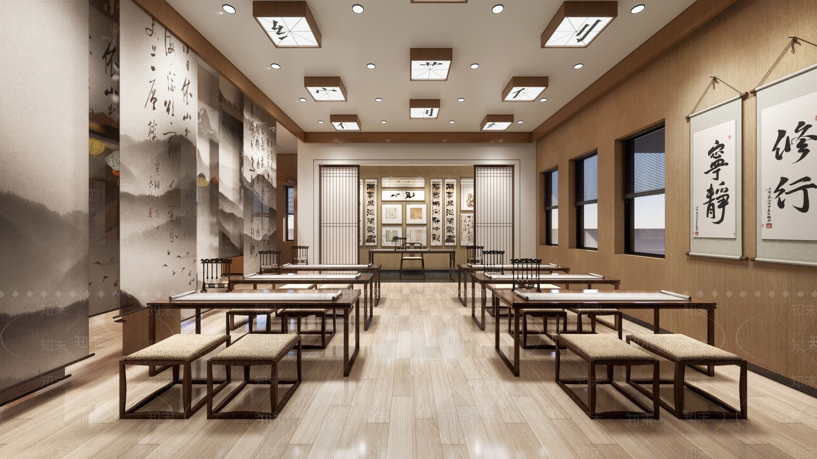 新中式教室SU模型下载【ID:1182795729】
