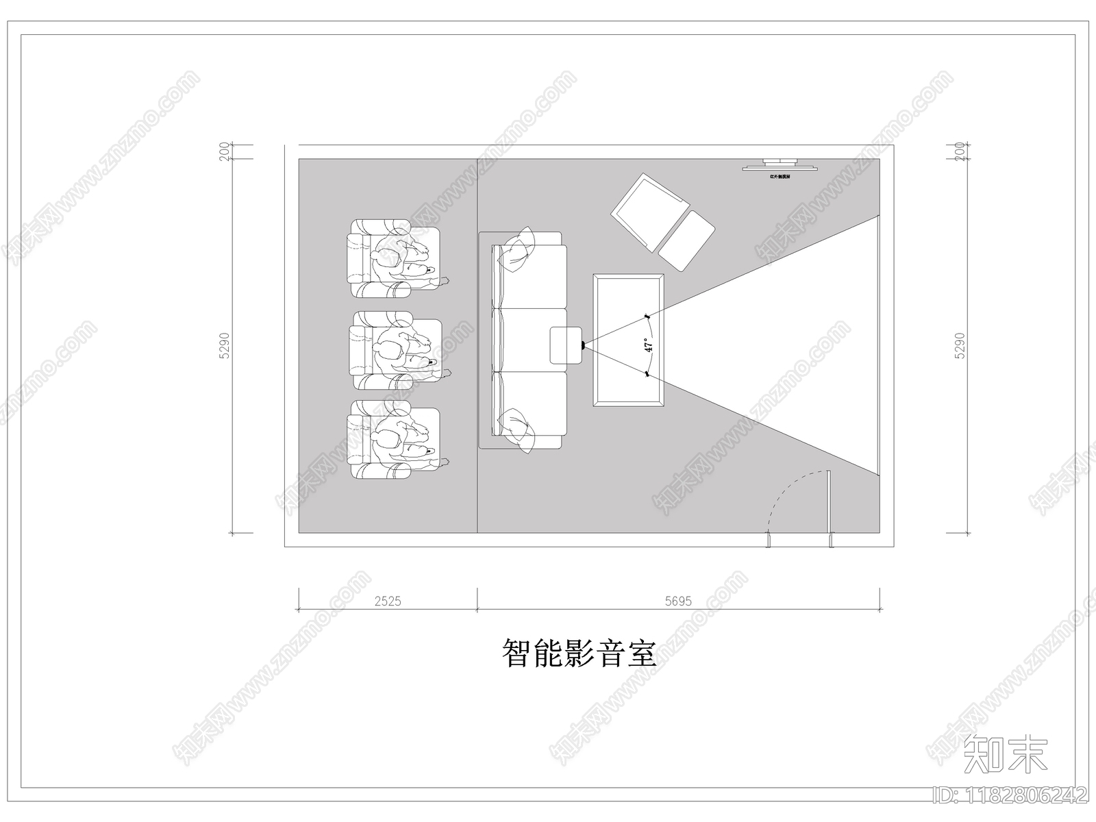 现代影音室cad施工图下载【ID:1182806242】