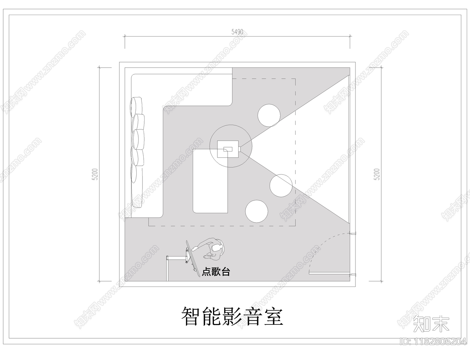 现代影音室cad施工图下载【ID:1182806204】