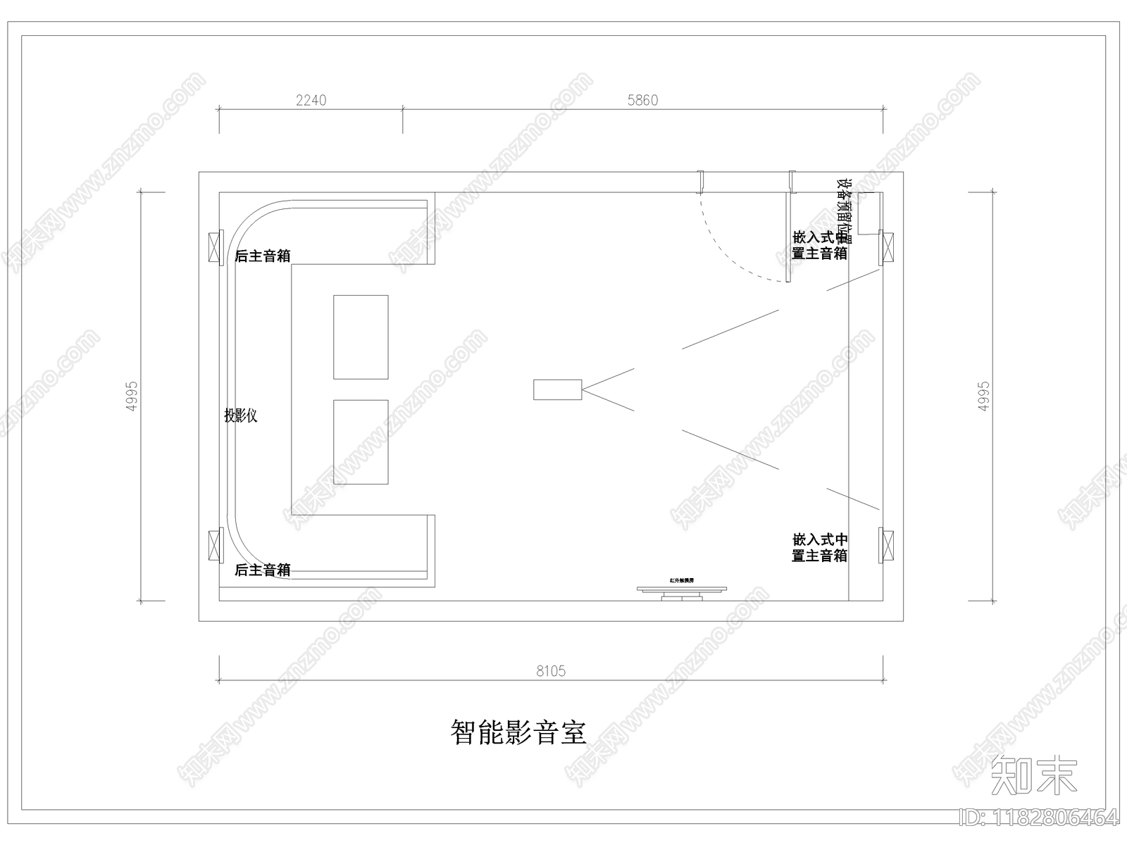 现代影音室cad施工图下载【ID:1182806464】