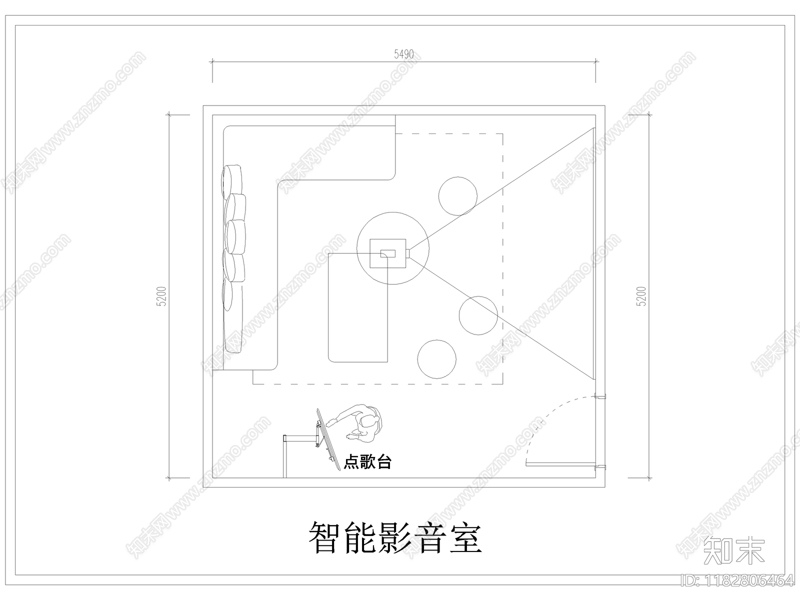 现代影音室cad施工图下载【ID:1182806464】