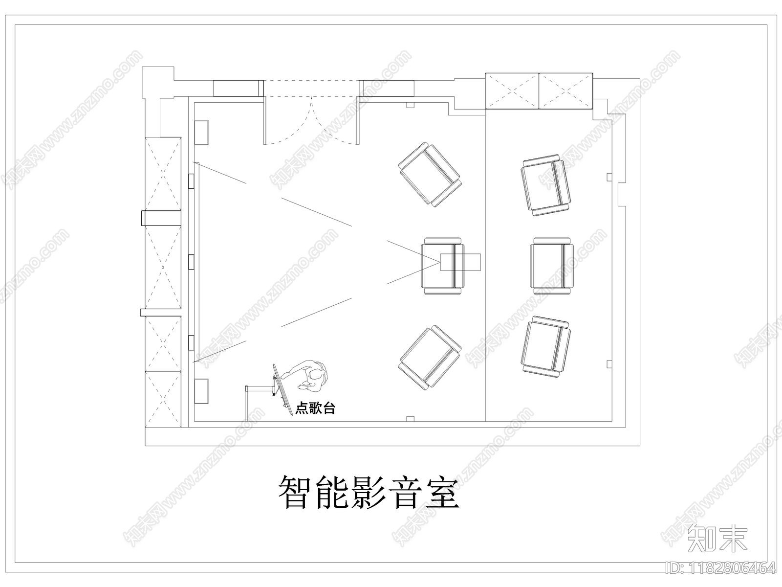 现代影音室cad施工图下载【ID:1182806464】