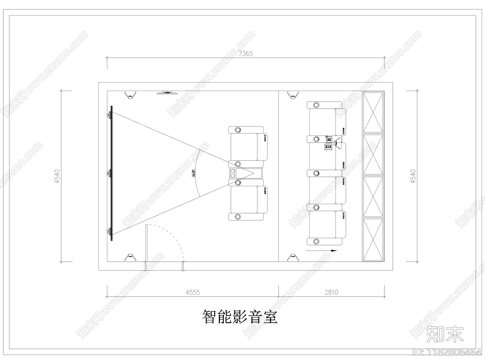 现代影音室cad施工图下载【ID:1182806464】