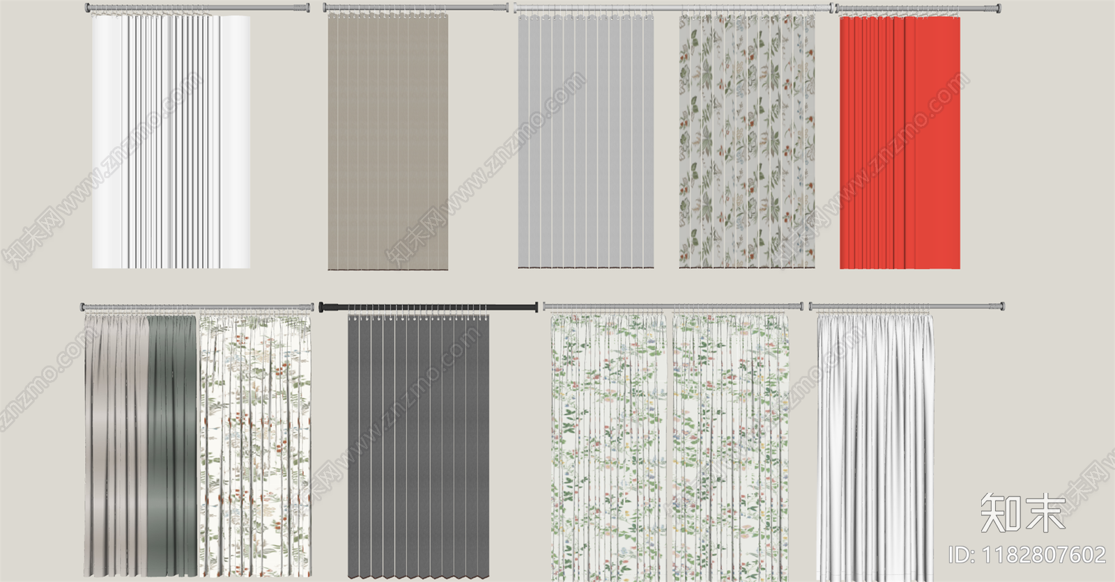 现代窗帘SU模型下载【ID:1182807602】