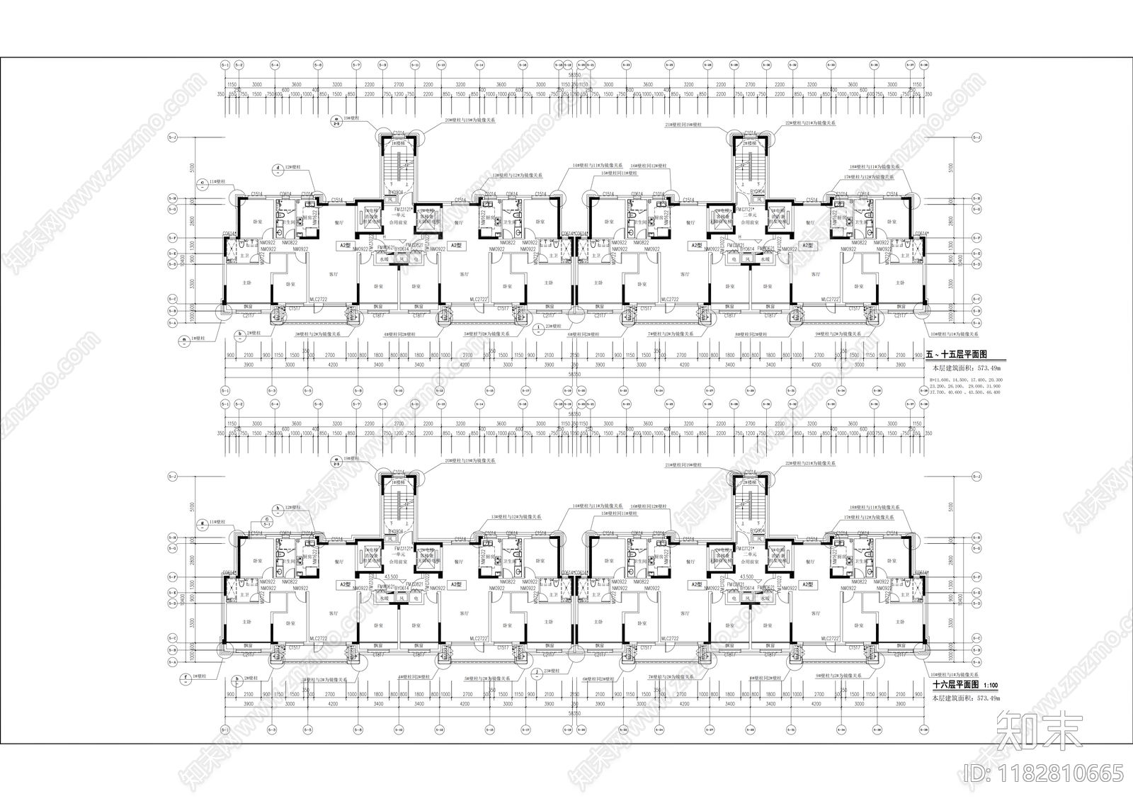 现代住宅楼建筑cad施工图下载【ID:1182810665】