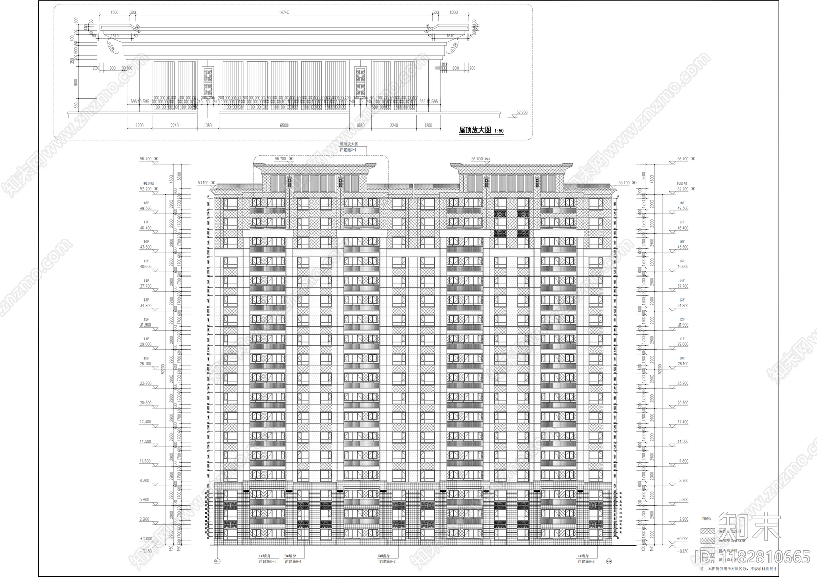 现代住宅楼建筑cad施工图下载【ID:1182810665】