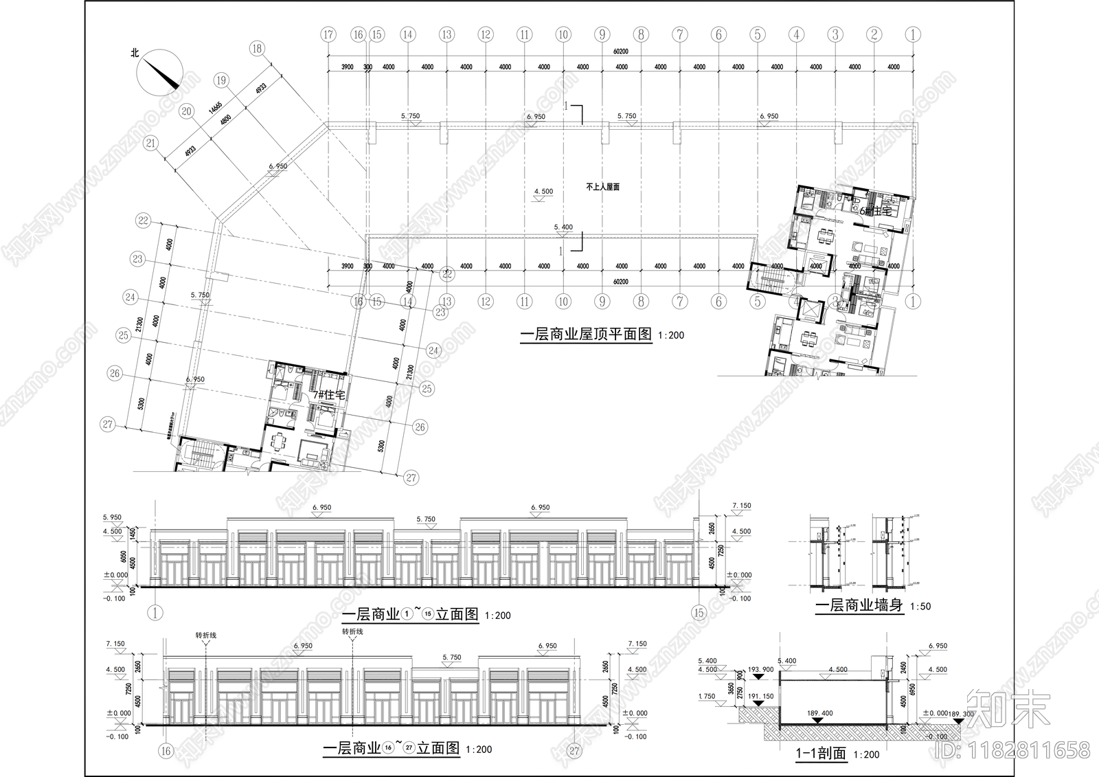 现代商业街cad施工图下载【ID:1182811658】