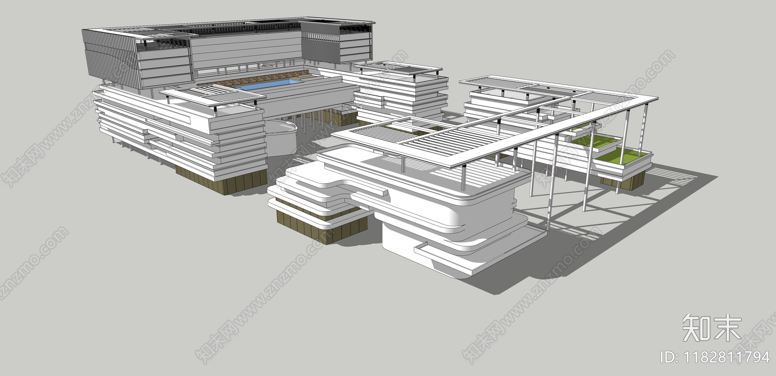 现代商场建筑SU模型下载【ID:1182811794】