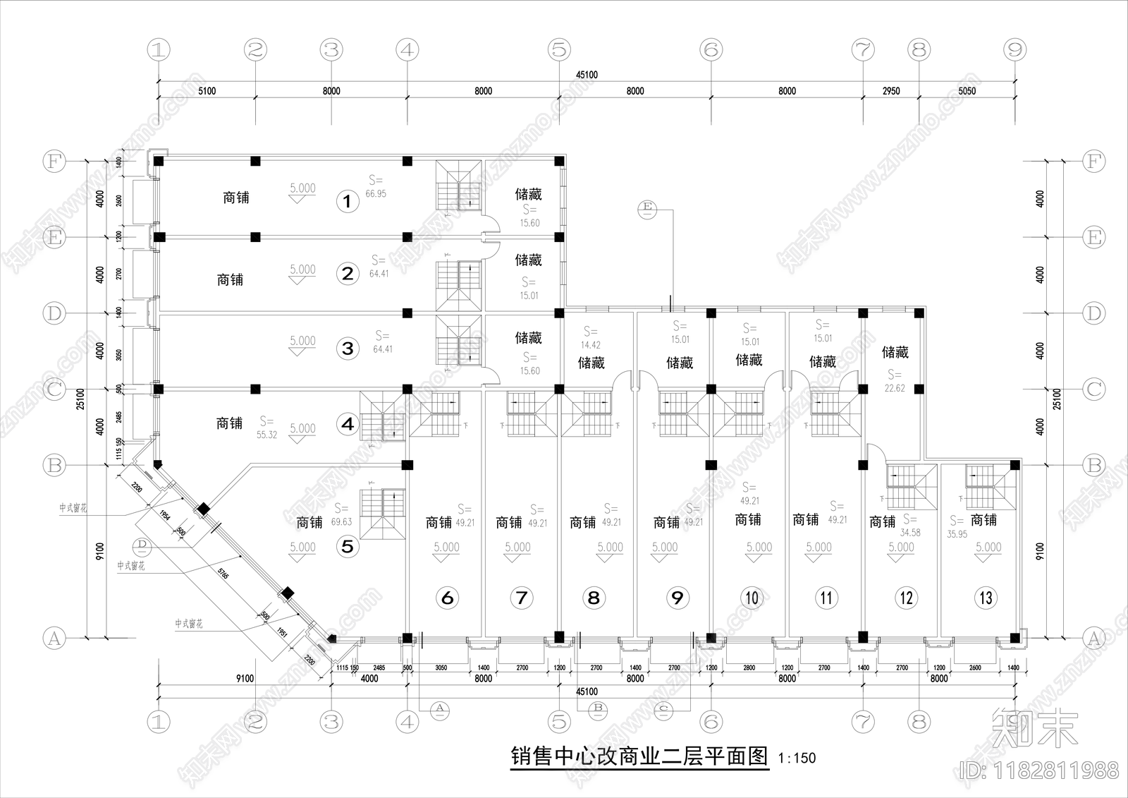 现代售楼处建筑cad施工图下载【ID:1182811988】