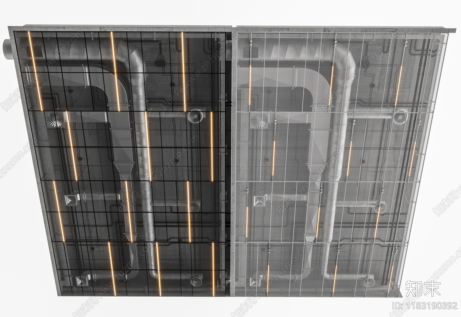 现代工业吊顶3D模型下载【ID:1183190392】