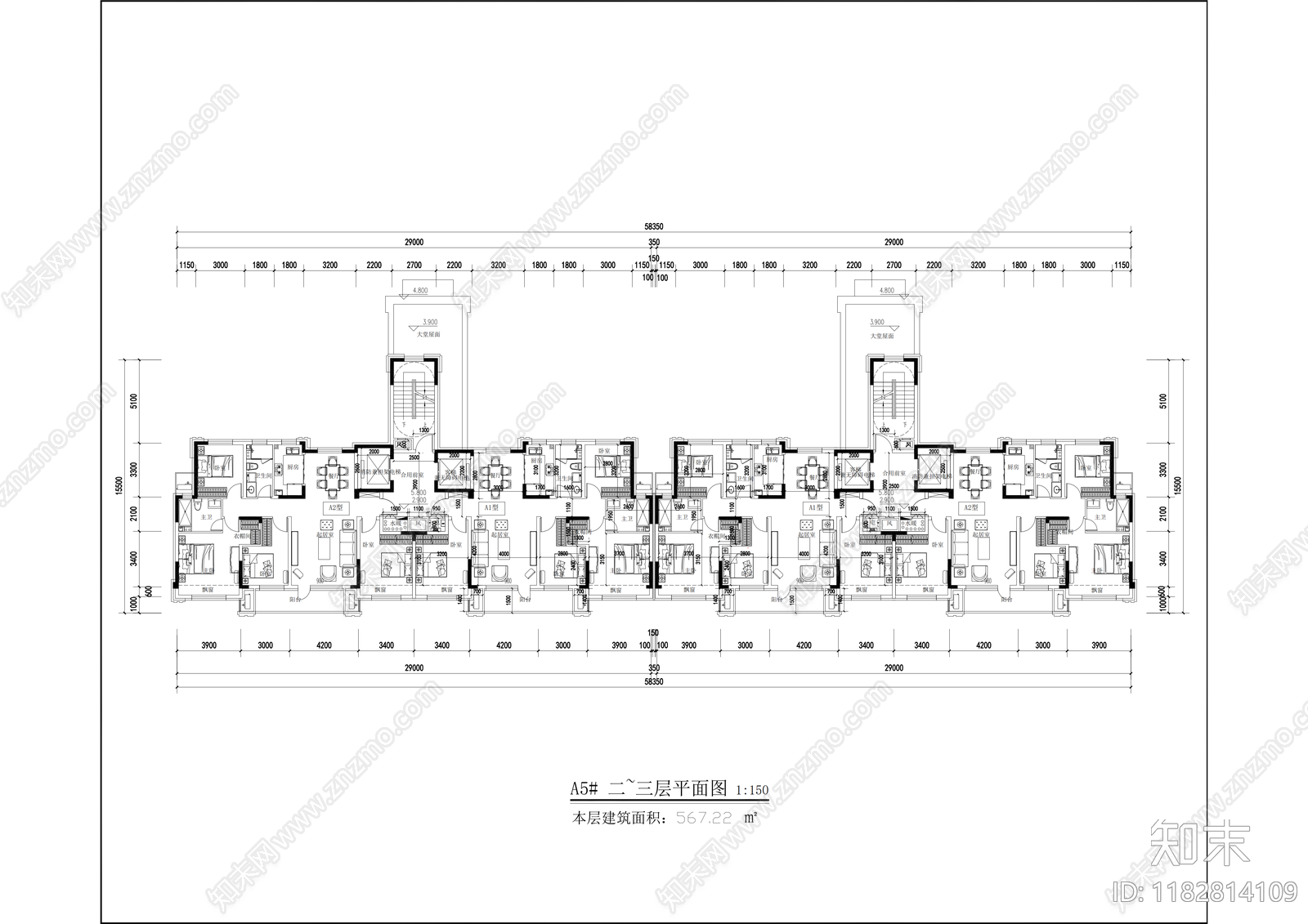 现代住宅楼建筑施工图下载【ID:1182814109】