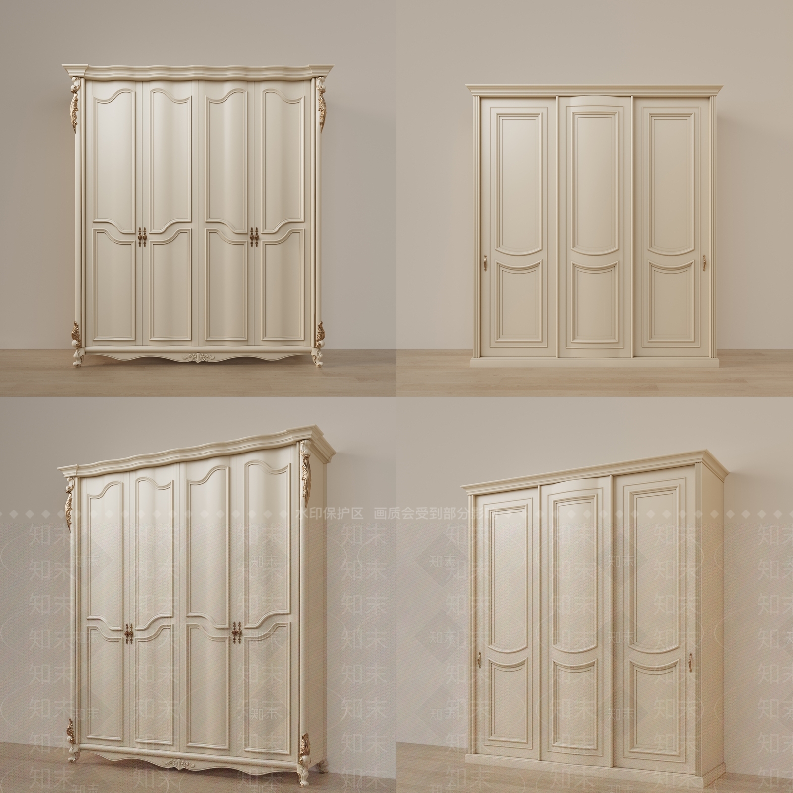法式欧式衣柜3D模型下载【ID:1182823067】