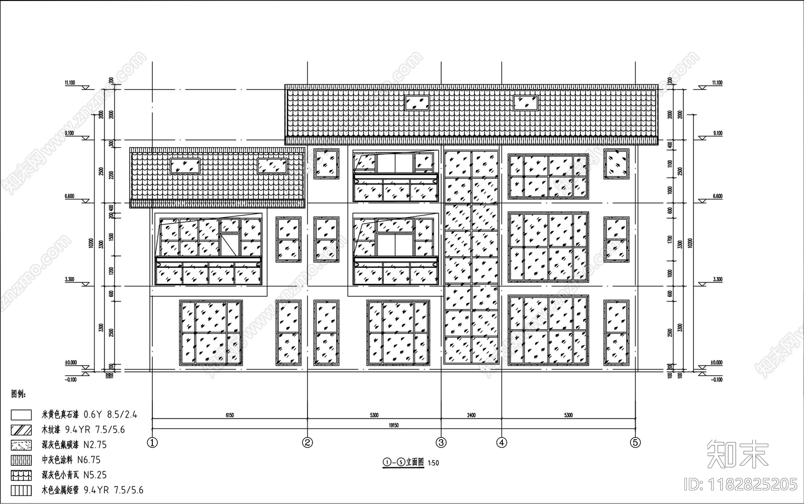 现代民宿建筑cad施工图下载【ID:1182825205】