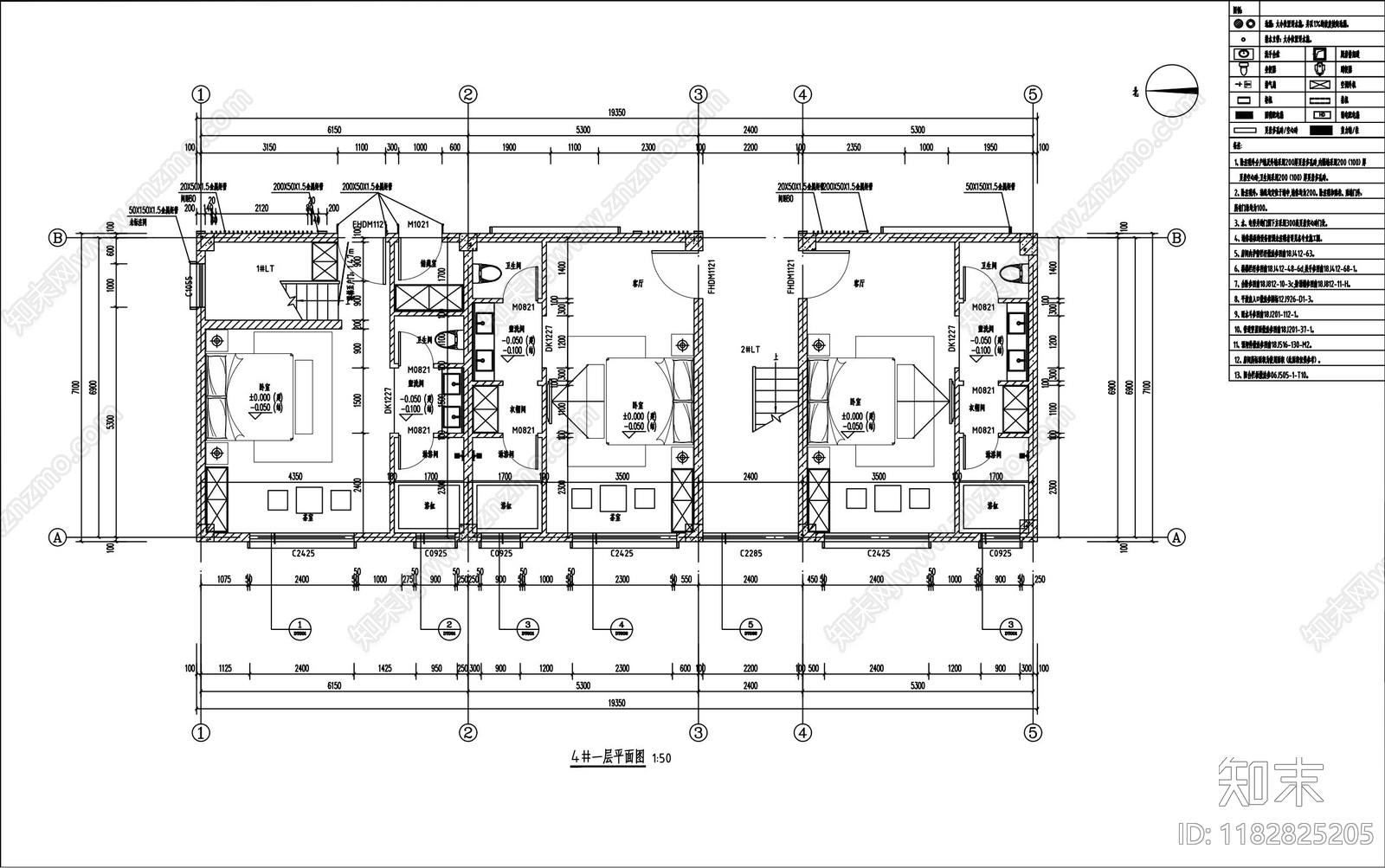 现代民宿建筑cad施工图下载【ID:1182825205】