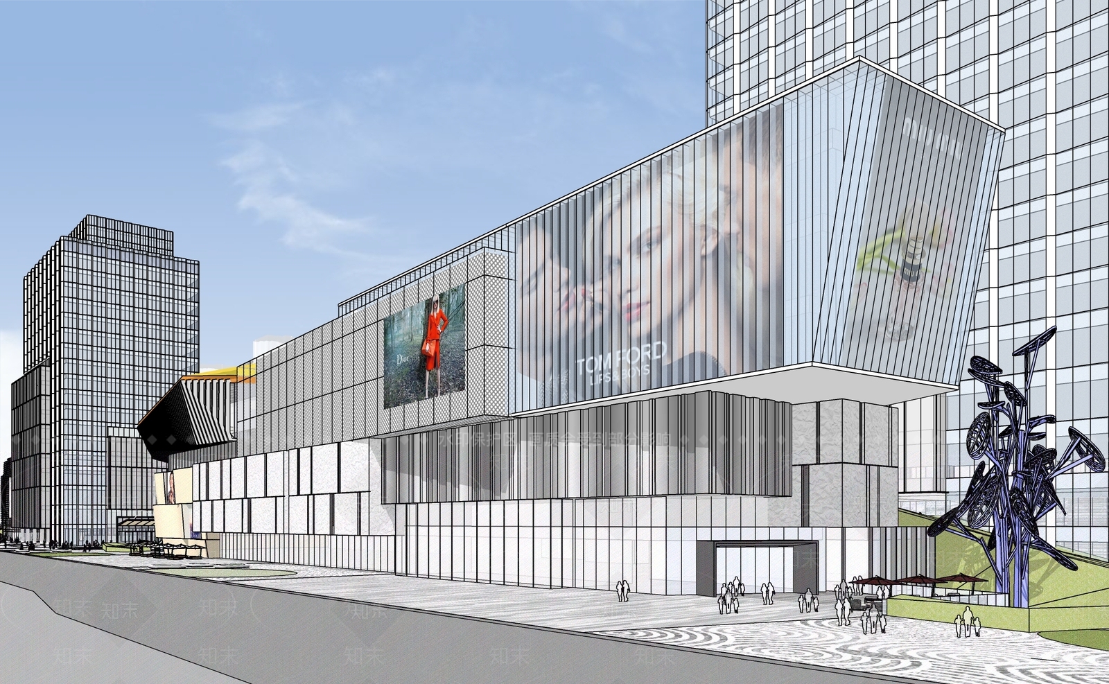 现代商场建筑SU模型下载【ID:1182828924】