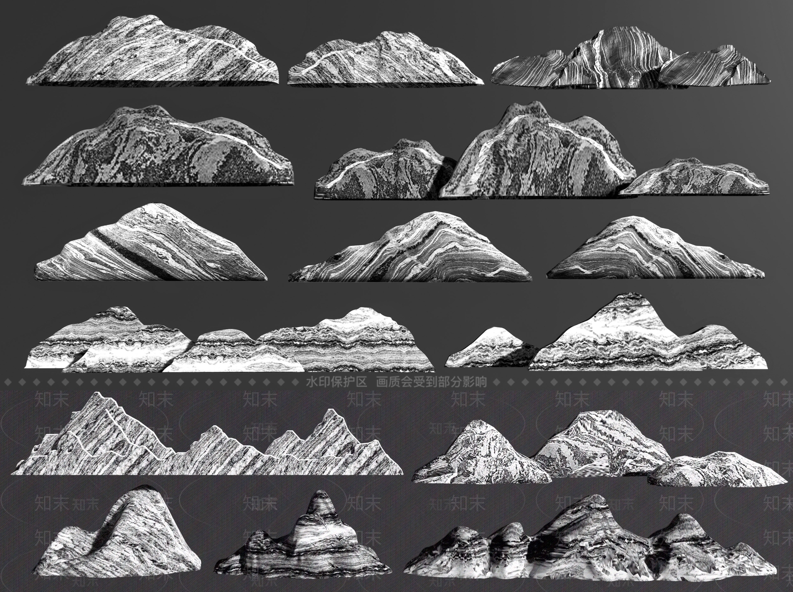 新中式雪浪石3D模型下载【ID:1182834517】