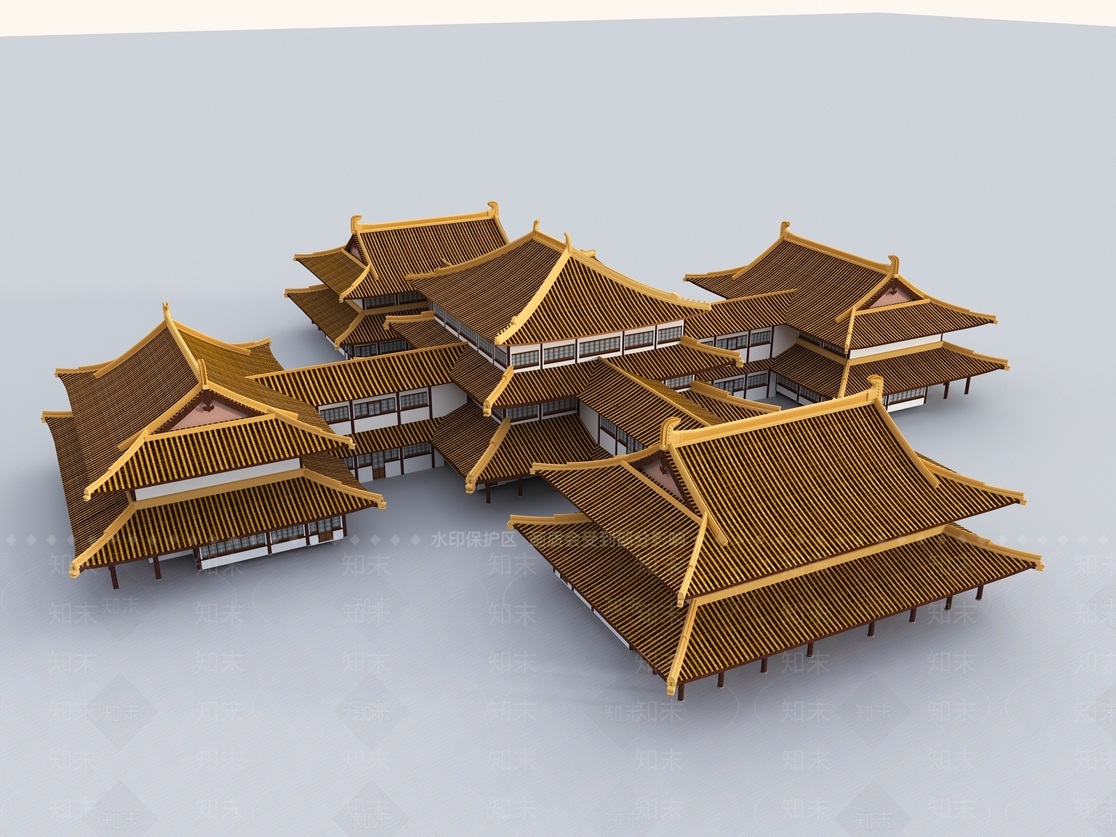 新中式中式古建3D模型下载【ID:1182835066】