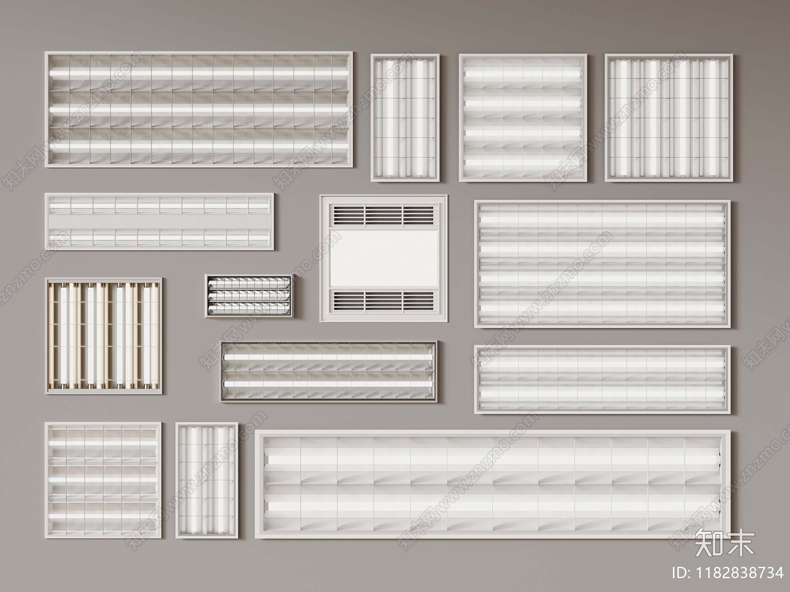 现代格栅灯3D模型下载【ID:1182838734】