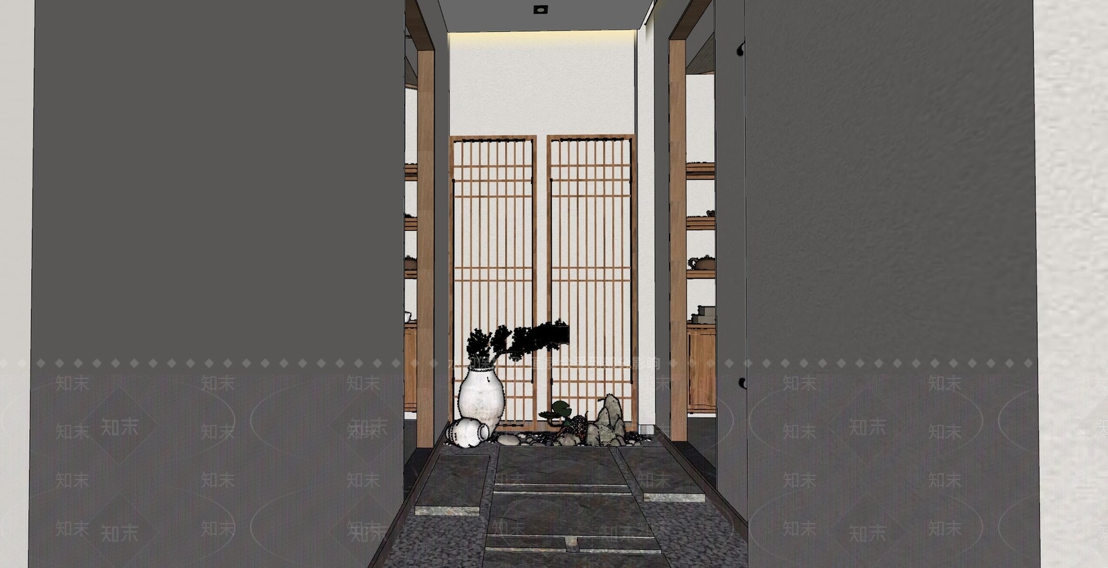 新中式中式茶馆SU模型下载【ID:1182839396】