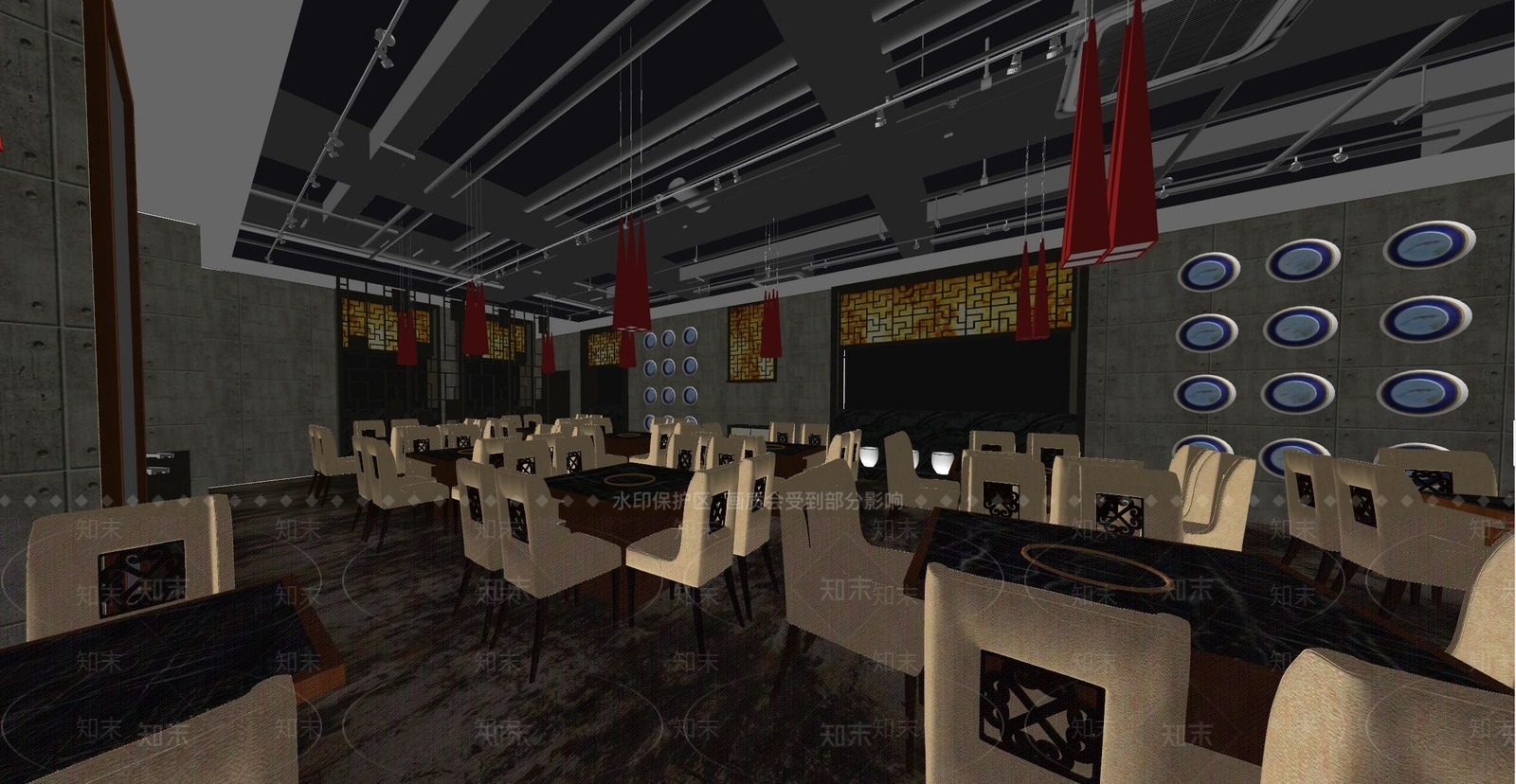 新中式中餐厅SU模型下载【ID:1182839564】