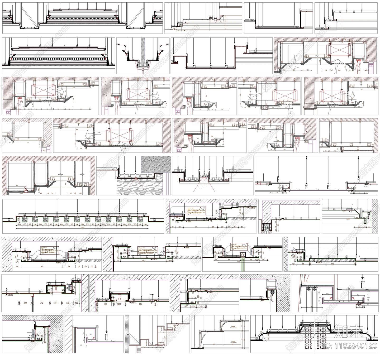 现代吊顶节点cad施工图下载【ID:1182840120】