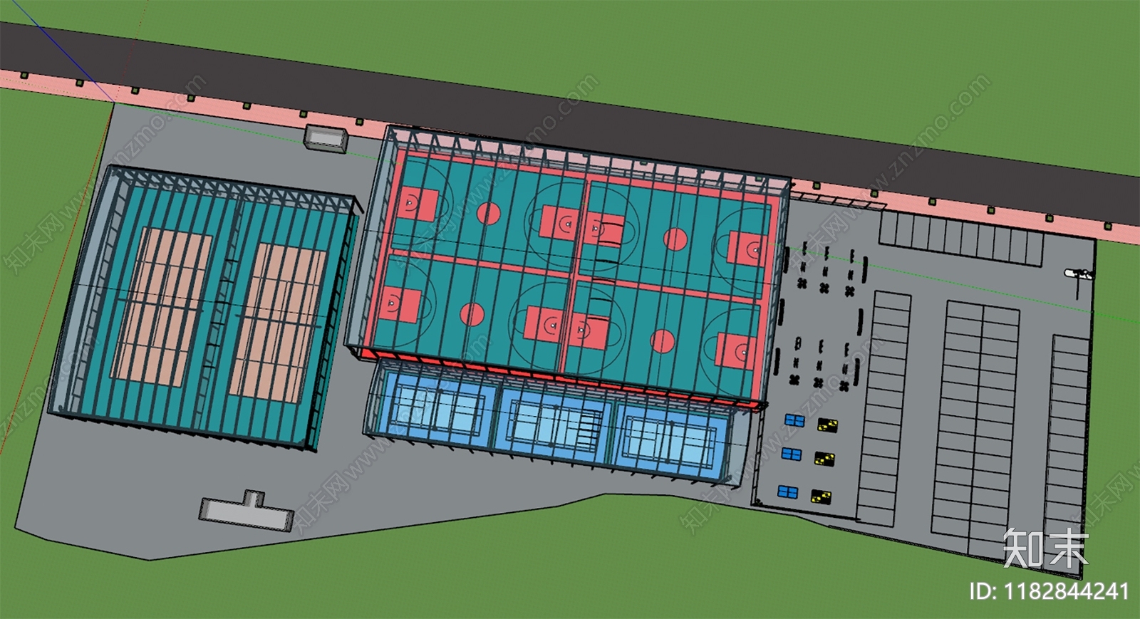 现代体育建筑SU模型下载【ID:1182844241】