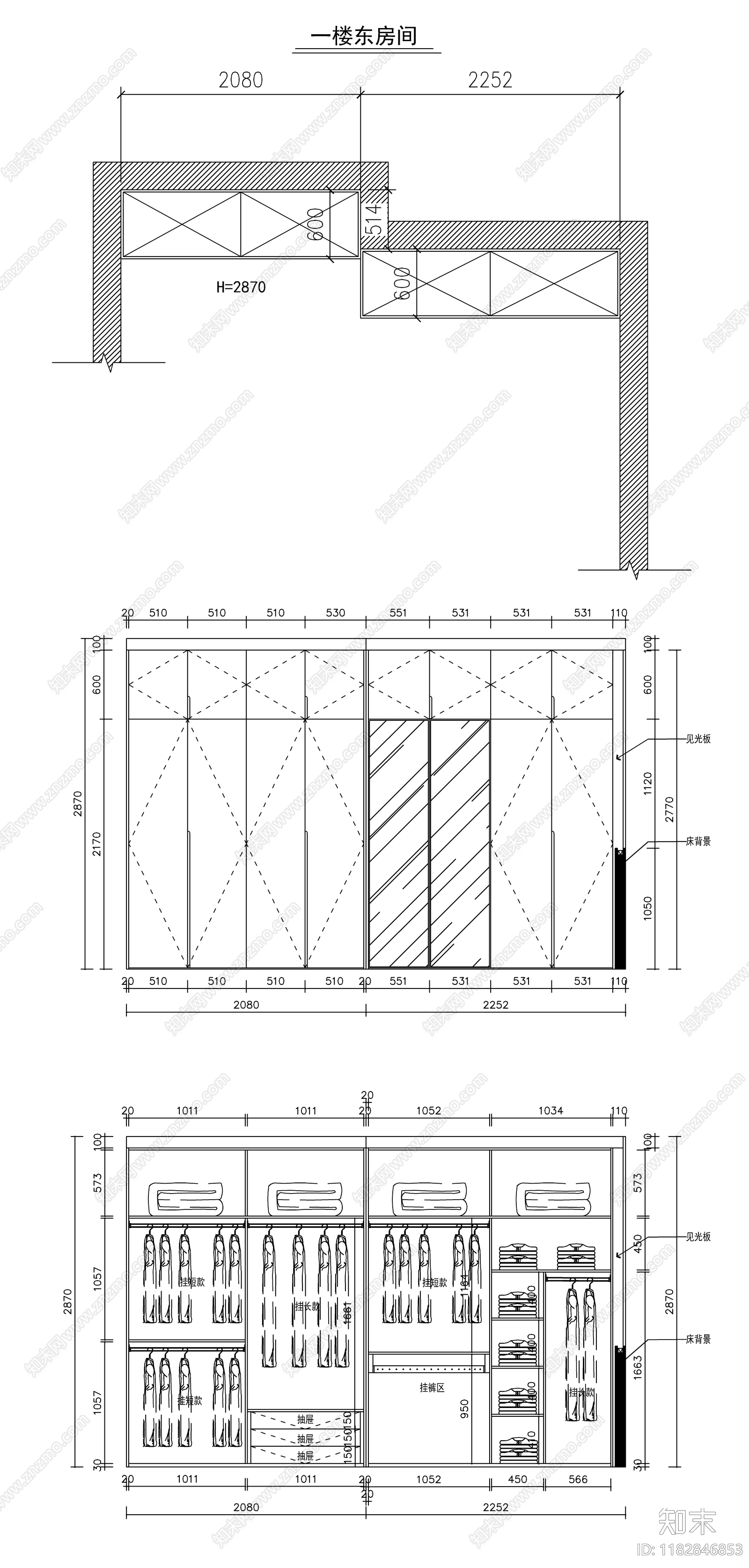 现代柜子cad施工图下载【ID:1182846853】