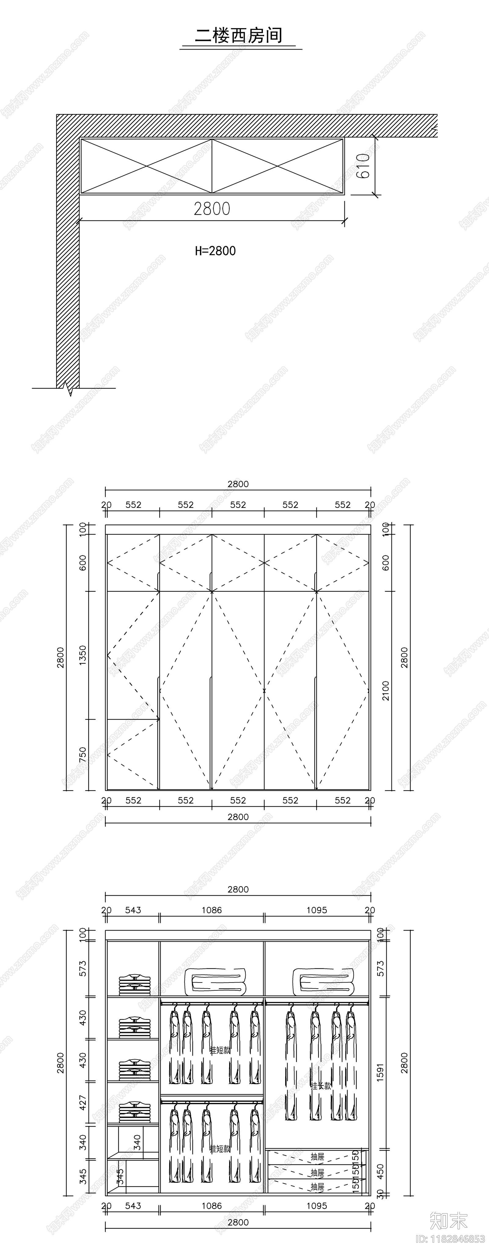 现代柜子cad施工图下载【ID:1182846853】