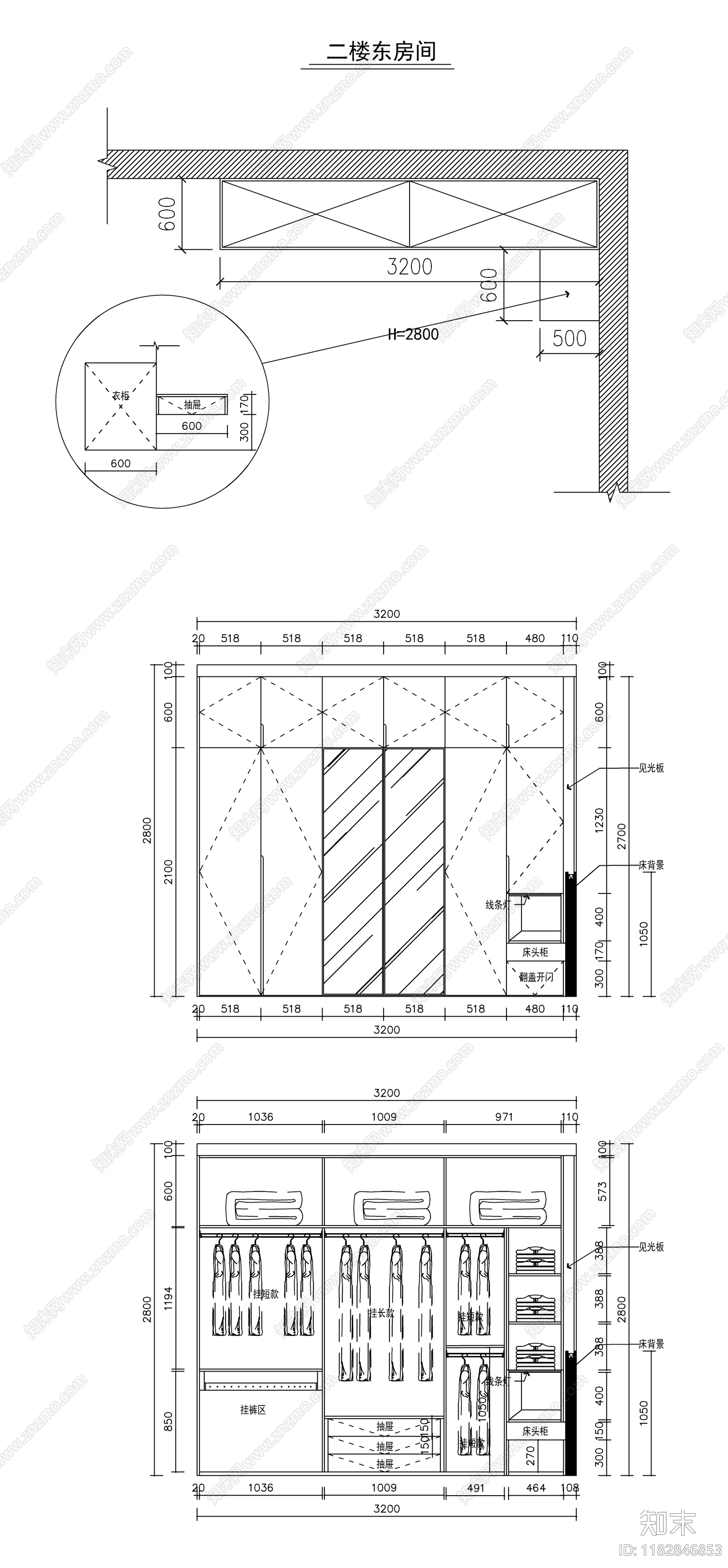 现代柜子cad施工图下载【ID:1182846853】