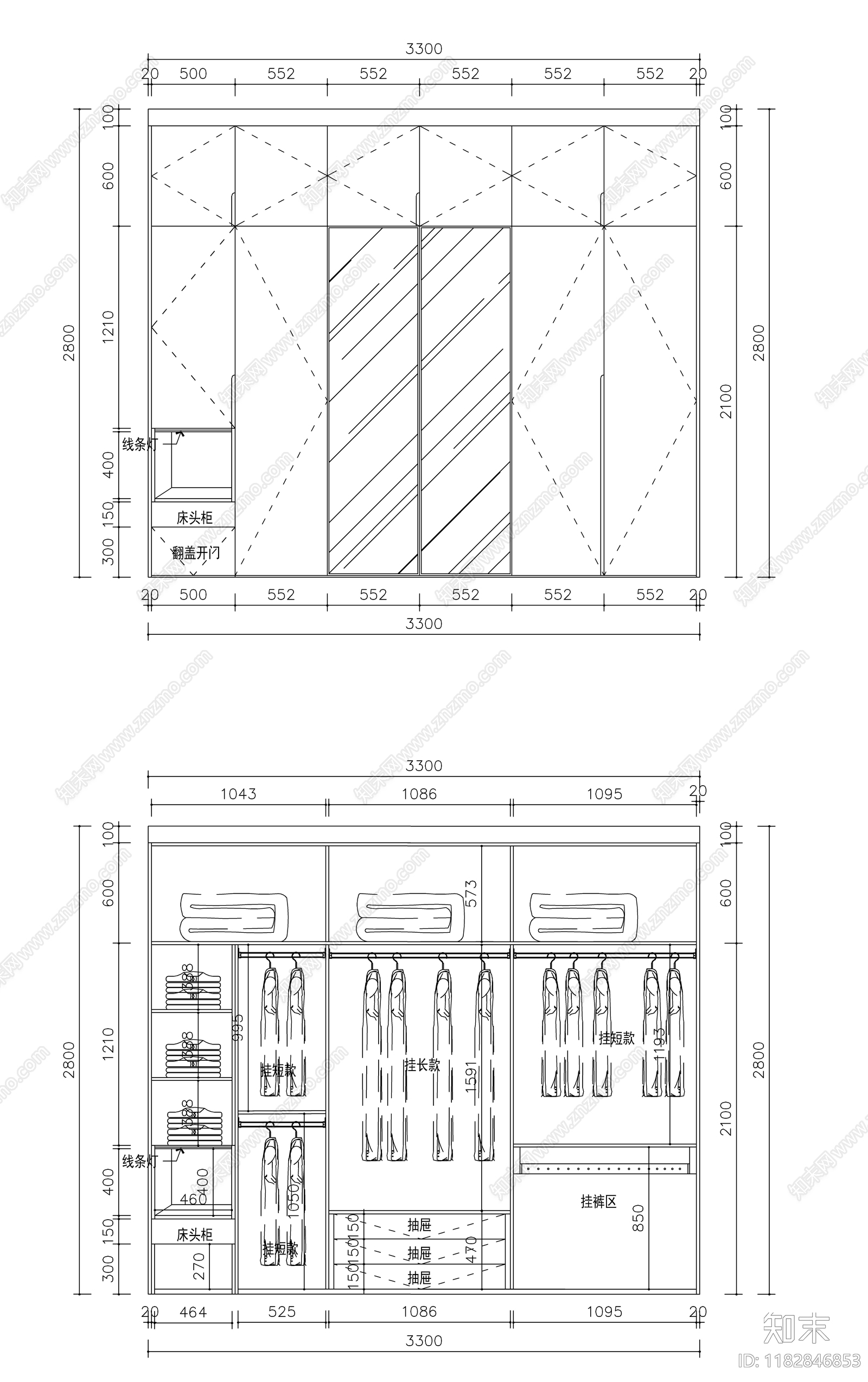 现代柜子cad施工图下载【ID:1182846853】