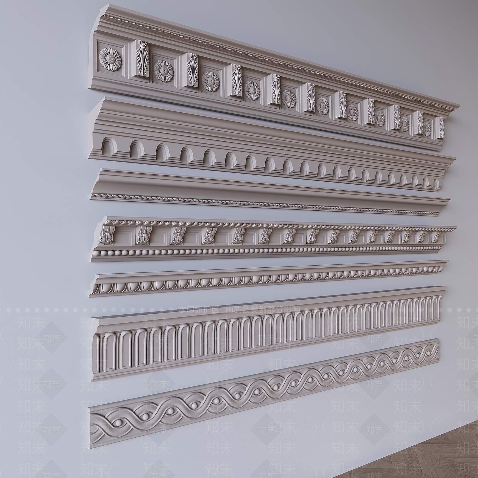 法式线条3D模型下载【ID:1182846964】