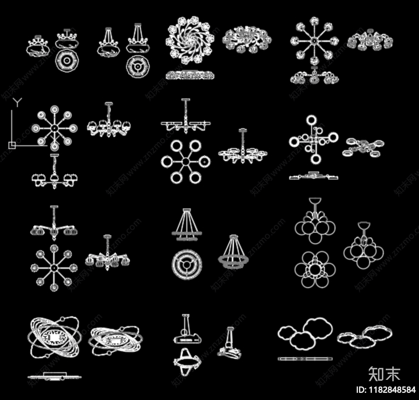 现代灯具图库cad施工图下载【ID:1182848584】