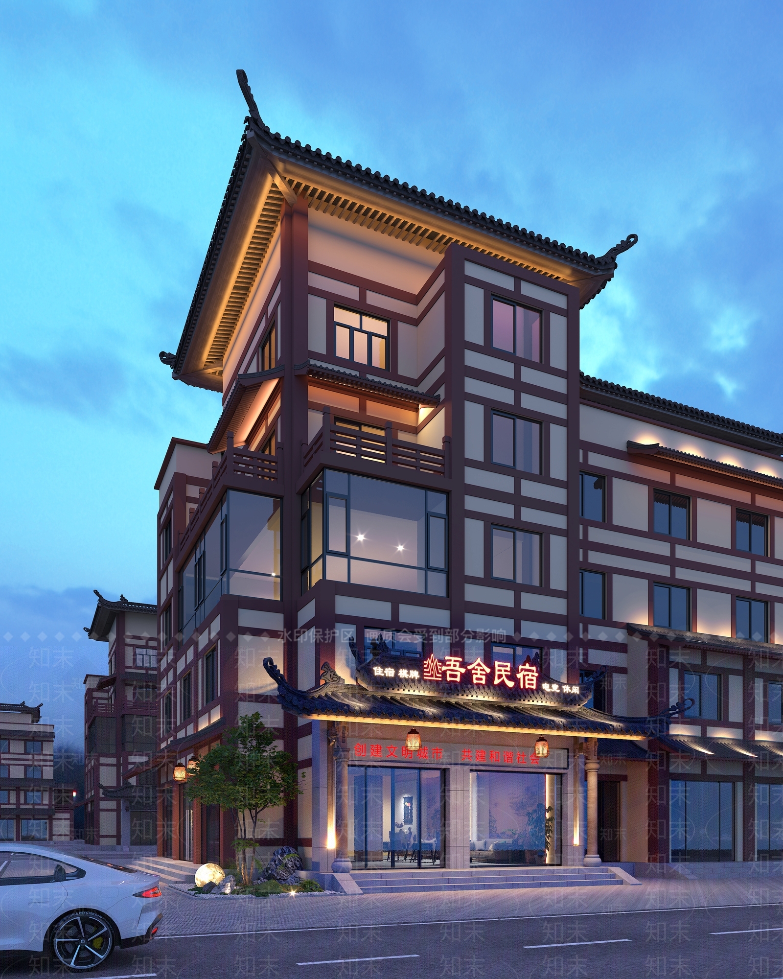 新中式酒店外观3D模型下载【ID:1182859946】