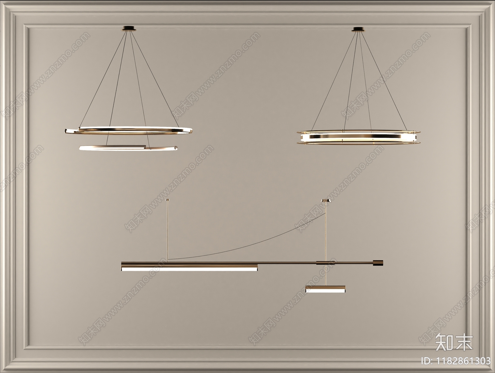 现代轻奢吊灯3D模型下载【ID:1182861303】