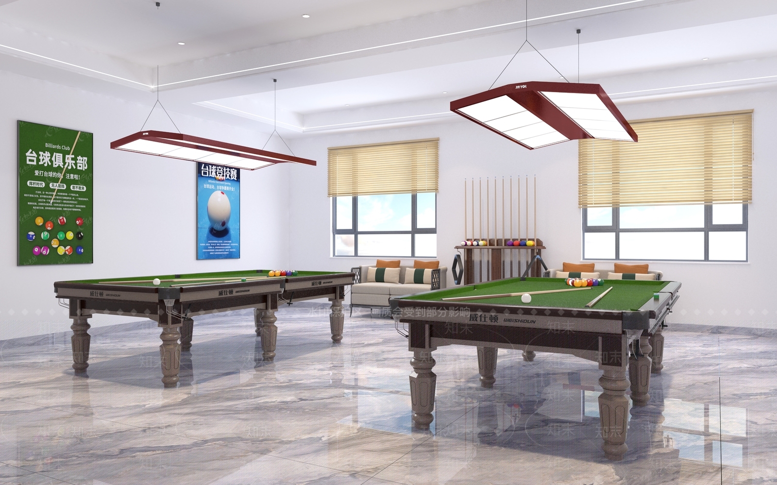 现代工业台球室3D模型下载【ID:1182868404】