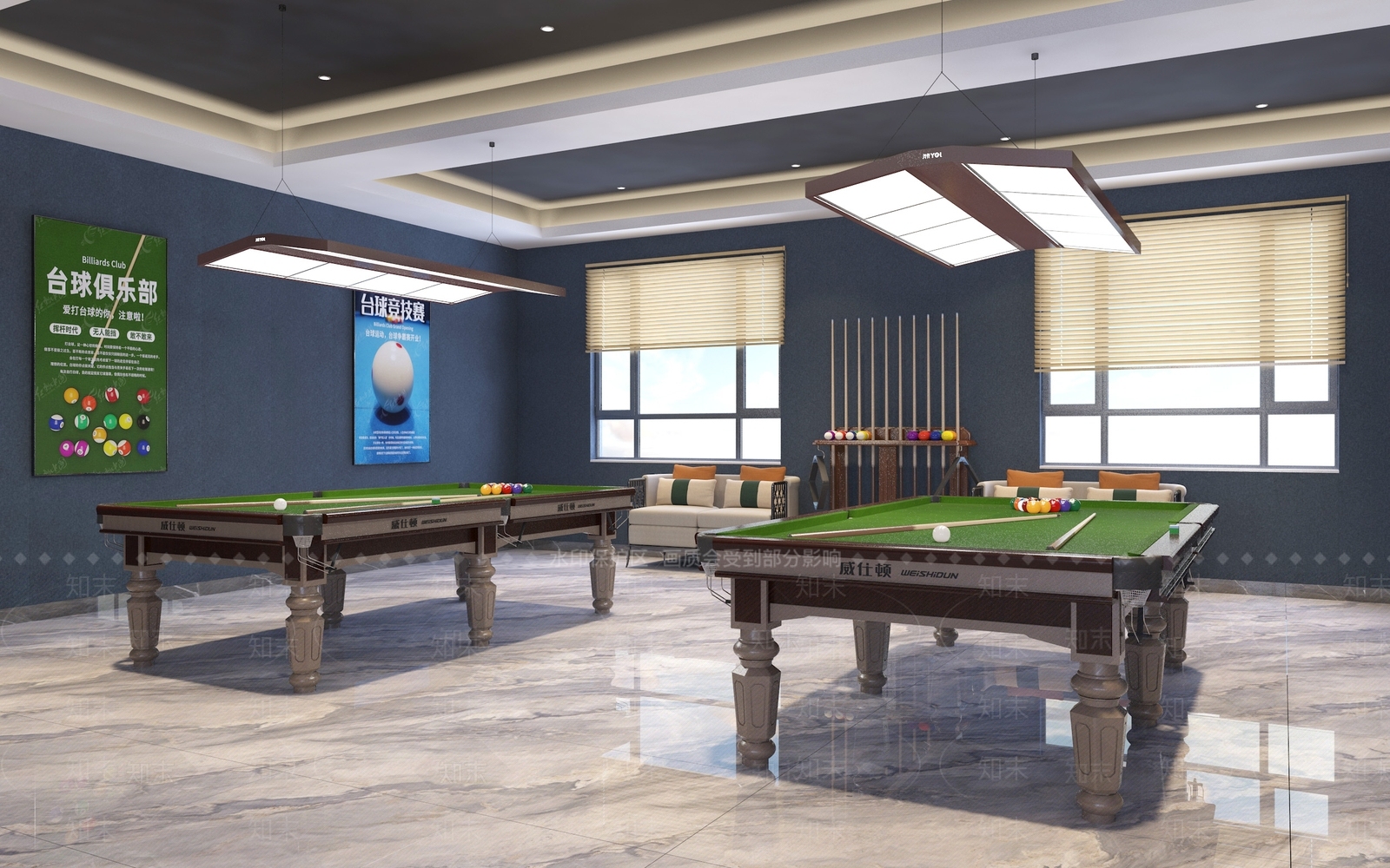 现代工业台球室3D模型下载【ID:1182868404】