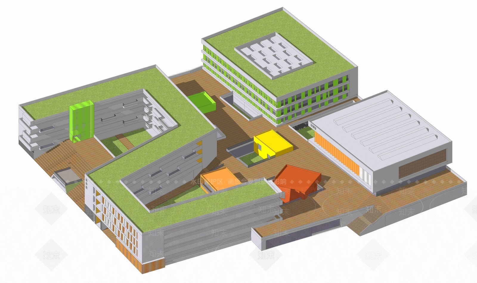 现代学校建筑SU模型下载【ID:1182868664】
